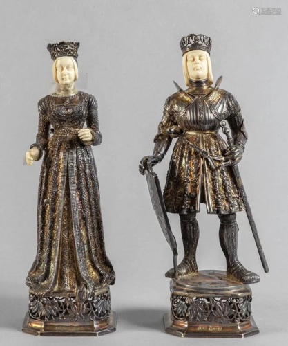Il Re e la Regina, coppia di statuette in arg…