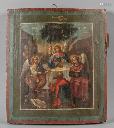 Convivio con Angeli, icona sec.XIX cm. 27x31,5