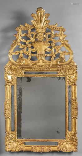 Specchiera in legno intagliato e dorato, Francia