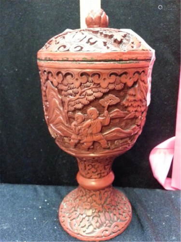 Ming carved cinnabar lacquered Cup
