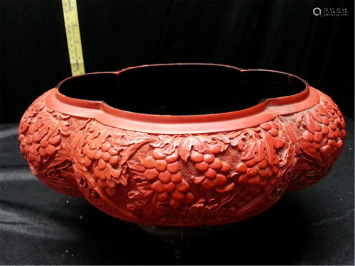 Chinese Carved Cinnabar Lacquered