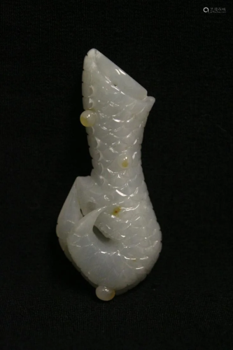 Unusual Chinese white jade carved drago…