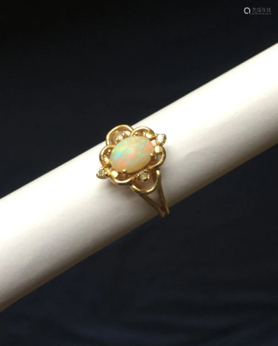 14K Gold Diamond/Opal Ring,#7