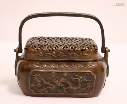 A Chinese bronze hand warmer/Cencer fro…