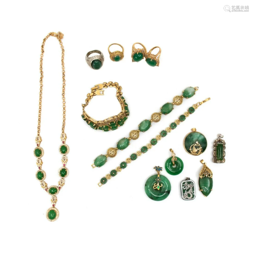 Collection of Green Quartz and GP Jewelry
