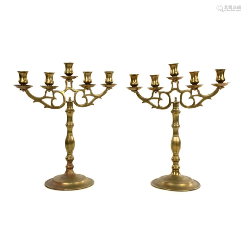 5 Candle Brass Candelabra Set