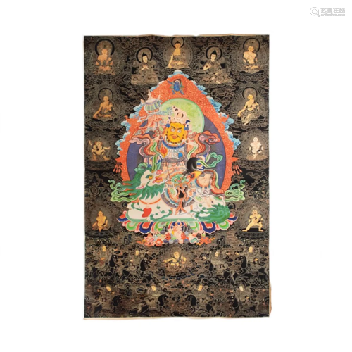 Chinese-Tibetan Thangka Painting on Cotton