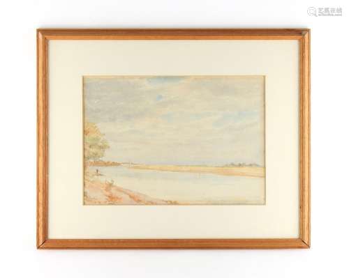 Property of a gentleman - English school. late 19th / early 20th century - FISHERMAN ON BANKS OF A