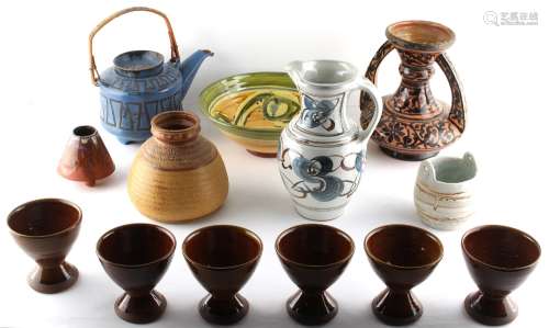Property of a gentleman - a quantity of assorted studio pottery items including a set of six goblets