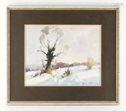 Property of a lady - Edward Wesson RI RBA RSMA (1910-1983) - A WINTER LANDSCAPE - watercolour, 9.