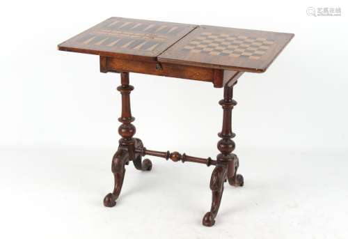 Property of a gentleman - a Victorian walnut & marquetry inlaid combined games / work table,