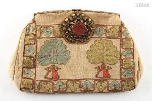 Property of a deceased estate - a 1930's French embroidered purse by Paola Bordaz, the clasp inset