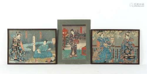 Property of a lady - Japanese woodblock prints - Utagawa Toyokuni III (1786-1865) - two diptych's in