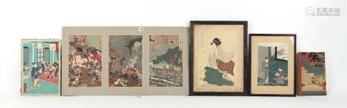 Property of a lady - Japanese woodblock prints - Yoshitoshi (1839-1892) - an oban triptych depicting