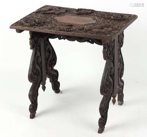 Property of a gentleman - an early / mid 20th century Chinese carved hardwood rectangular topped