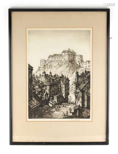 Property of a gentleman - Kenneth Steel (1906-1973) - 'EDINBURGH CASTLE FROM THE VENNEL' - artist'