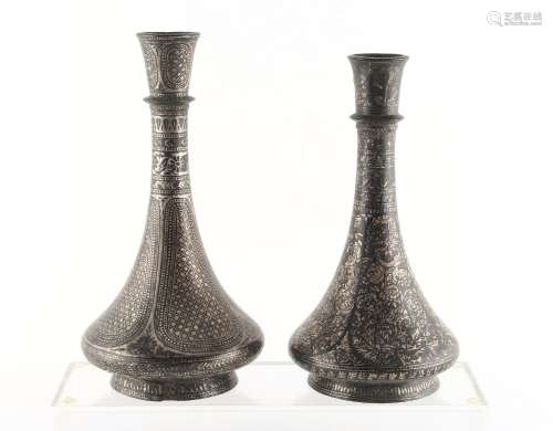 Property of a gentleman - a collection of Indian Deccan bidri ware items - two similar huqqa or
