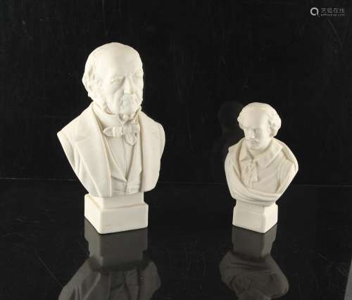 Property of a lady - a Victorian Robinson & Leadbeater parian bust of Gladstone, 8ins. (20.3cms.)