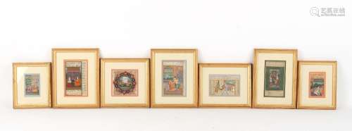 Property of a deceased estate - a group of seven Indian illuminated manuscript pages, the largest