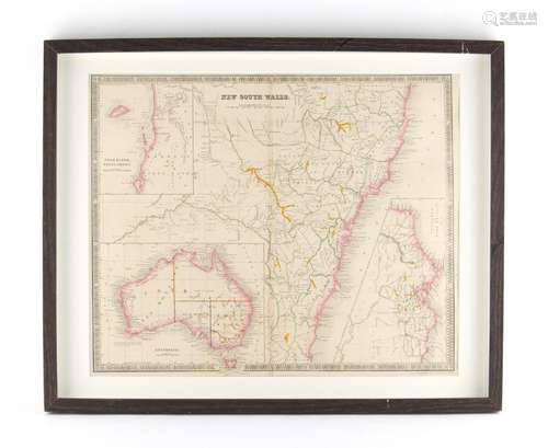 A 19th century map of New South Wales, Australia, drawn & engraved by J Dower Pentonville, London,