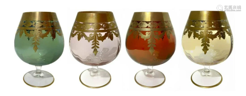 Four glasses from Murano glass for cognac,…