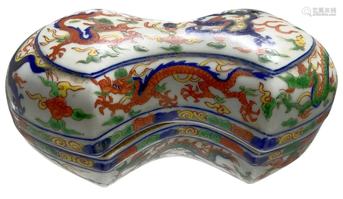 Chinese porcelain box shaped like a double…