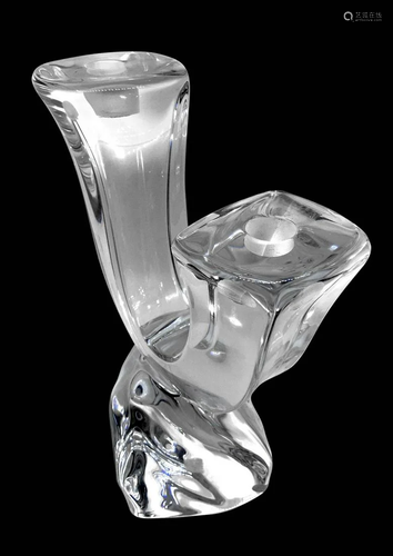 Daum crystal candle holder, France. A 2 lights.…