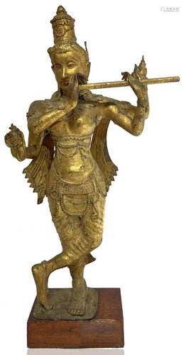 Origin Burma. Ancient statue in gilded b…