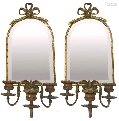 Pair of small mirrors with candle holders, XIX …