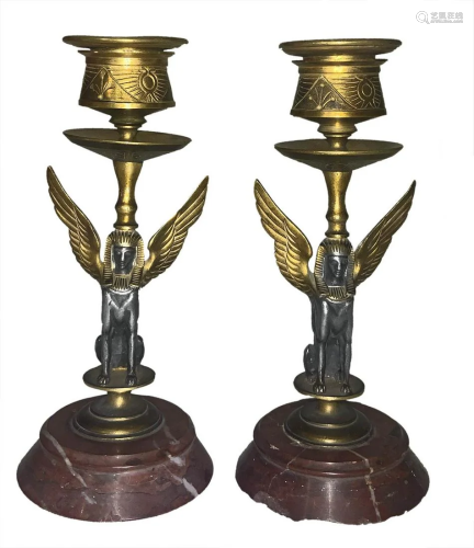 Pair of candle holders, Empire, XIX centu…