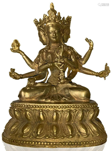 Bronze sculpture of the goddess Tara depicte…