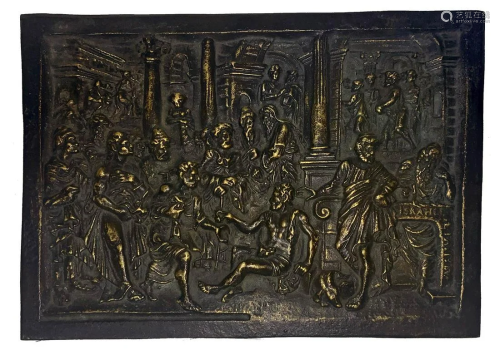 Bronze plaque depicting biblical scene s…