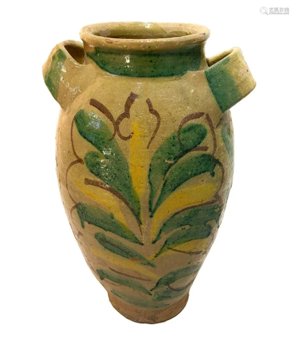 Two-handled vase in Burgio tiled, late nineteenth