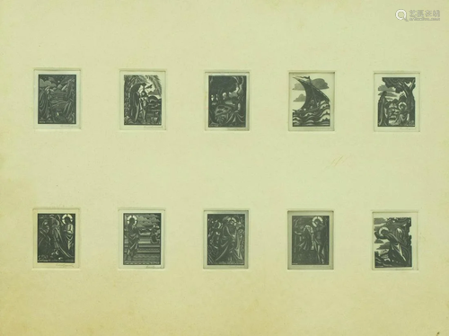 10 small etchings depicting the life of Jesus…