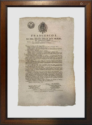 Royal Decree 1826 of Francis I, King of the T…