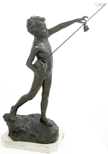 Sculpture depicting young fisherman, in antim…