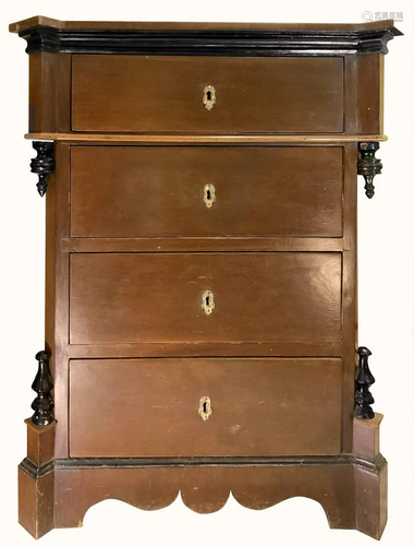 Commode with 4 drawers in mahogany, lat…