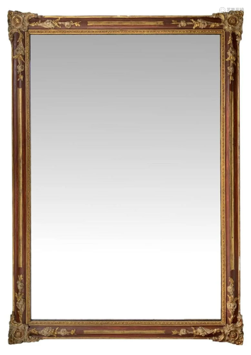 Mirror in lacquered and gilded wooden frame,
