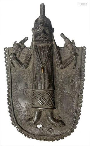 Bronze plaque depicting warrior. Benin, …