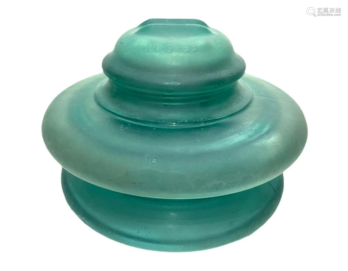 Old glass electrical insulator, green. Diameter …