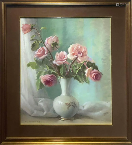 Painting depicting still life of roses by Eman…