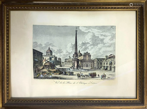 Etching depicting the Obelisk Square in Cat…