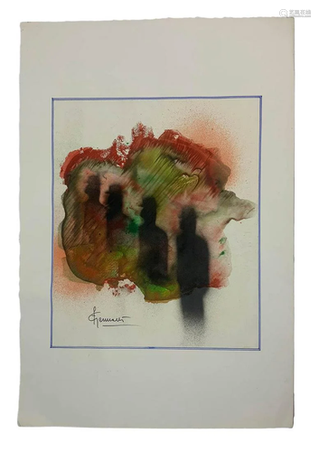 Watercolor on paper depicting abstract compo…