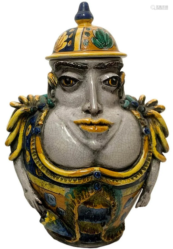 Poutiche majolica of Caltagirone, polychrome