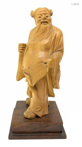 Wooden sculpture of a Chinese wiseman, C…