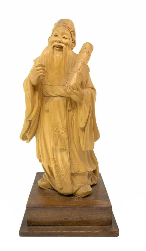 Wooden sculpture of a Chinese wiseman, C…