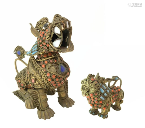 Pair of chinese brass Pho / Fo / Foo Dog …