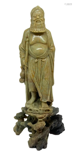 Chinese soapstone statuette depicting Jurojin …