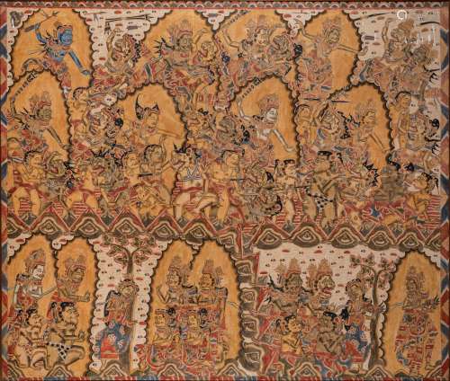 A PAINTED CLOTH NARRATIVE HANGING, BALI, INDONESIA, 20TH CENTURY