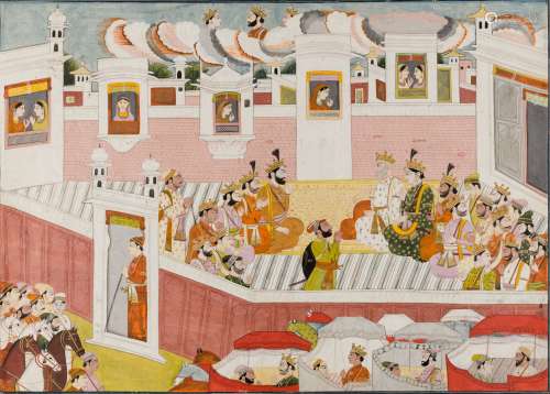 A CORONATION SCENE, PAHARI, PROBABLY KANGRA, EARLY 19TH CENTURY